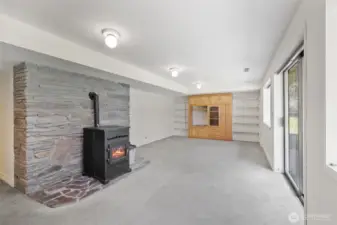 Family room pellet stove