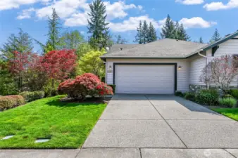 Two car garage and good guest parking in the driveway.