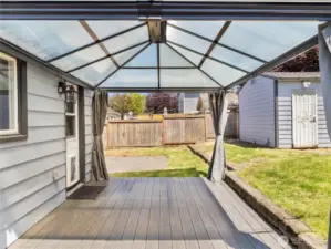 Backyard space that's perfect for casual gatherings and quiet evenings alike