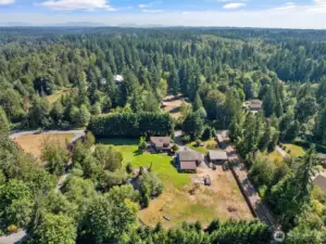 Aerial view pf private, quiet estate