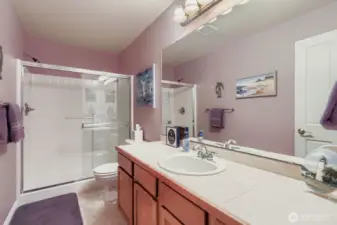 MAIN FLOOR BATHROOM W/ SHOWER IS PERFECT FOR GUESTS AND NEXT TO DOWNSTAIRS BEDROOM #5.