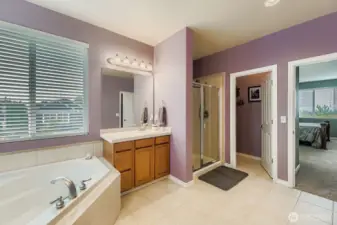 PRIVATE MASTR BATHRM, NICELY ARRANGED, WALK-IN CLOSET, W/ PLENTY OF ROOM FOR TWO.