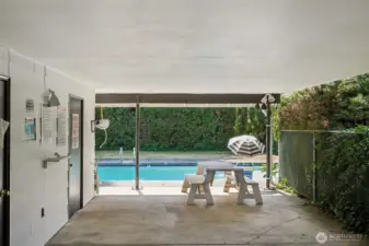 Covered area of the pool house.