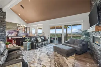 Open concept living room to kitchen