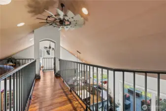 Cat walk from upstairs bedroom to nook space