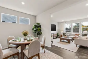 Open floorplan with slight definition of space. Finishes and options will vary.