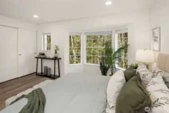 Notice the verdant view from the bay window