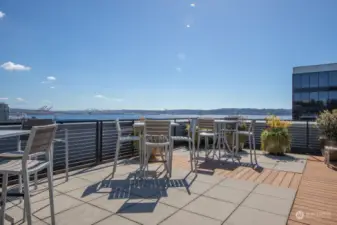 Amazing views of the bay, ample seating and gorgeous landscaping.