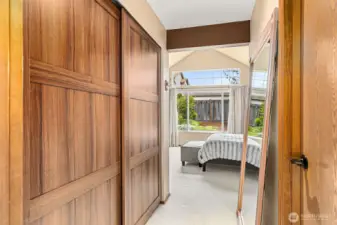 You'll love all this extra storage in your bedroom and the lovely closet doors!