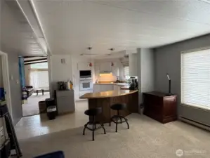 View of kitchen from family room