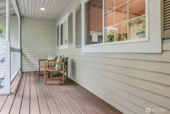 A 144sf covered front porch welcomes your home; the newer Trex decking makes it essentially maintenance free