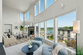 2 spacious seating areas in the living room