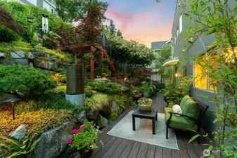 Multiple seating areas on the back deck