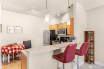 From living room to open kitchen.