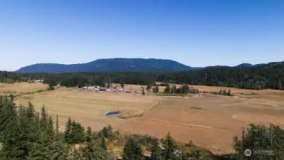 The Cottage sits on 2 acres situated in East Crow Valley, overlooking this view of the protected open space with Mount Constitution as a back drop.