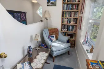 All that's missing is you, your favorite book, and a cup of tea.  Charming reading nook, with Mount Baker views fro the window.