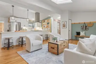 Living room looking to kitchen.