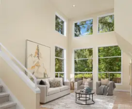 Formal Living Room w/ 2 story picture windows