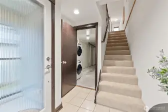 Enter the garage with W/D from the first level