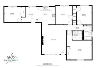 Floorplan for 3171 32nd Ave SW, Federal Way. Depicticting a 4 bedroom layout with a 1.75 bath. The floor plan provides a clear overview of the home’s layout, showing bedroom separation, living areas and bathroom placement. It highlights the functional flow between shared spaces and private quarters, helping visualize furniture placement and daily movement throughout the home. A helpful reference for understanding scale and room relationships.
