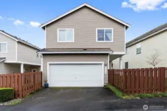 Two car garage off alley.