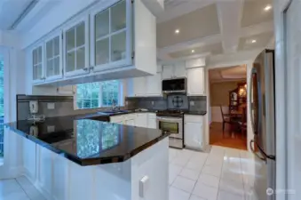 Looking back at the kitchen from the kitchen dining room.  The kitchen is adjacent to the formal dining room for easy meal service