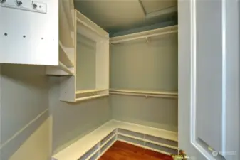 Generously sized walk-in closet