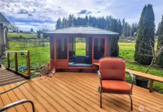 Hot tub and gazebo off deck.