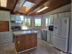 Open kitchen with water & territorial view