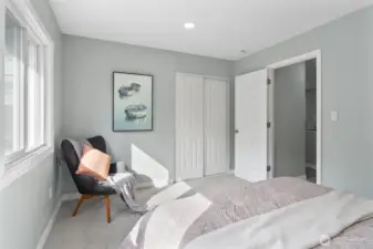 Bedroom with hardwood floors