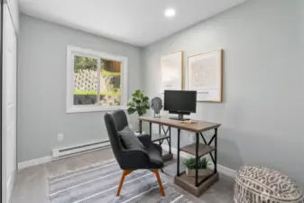 Office or bedroom #5 has nice window, new carpeting and millwork.