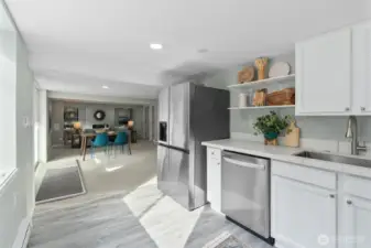 ADU Kitchen has new stainless steel appliances, new cabinets, quartz countertops.