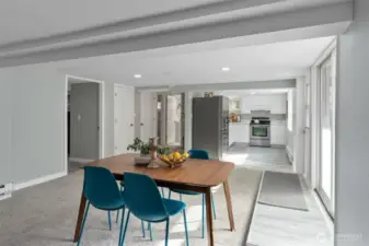 Second dining room in ADU or MIL unit. Spacious with new carpeting, new millwork and new paint.