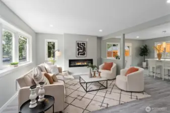 Everything new inside with new engineered hardwood floors. Electric fireplace. Beautiful vinyl windows.