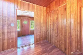 Entryway and closet, water heater lives there.