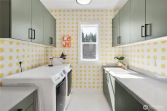 Laundry room, spacious, with built-ins galore!