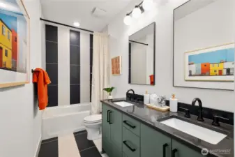 Hall bath has cool factor and function!