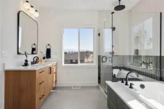 Primary bathroom is spacious and functional!