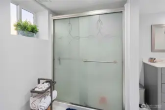 This downstairs bathroom was beautifully remodeled including a full step-in shower.