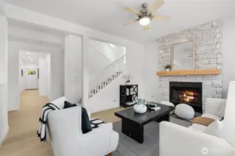 Newly Installed Gas Fireplace with Mantel