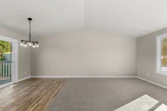 Main living to the right, dining area to the left.