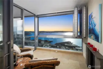 Enjoy the crisp fall air with the warmth of the fireplace while taking in the breathtaking views