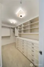 Primary closet allows you to fully organize your full wardrobe