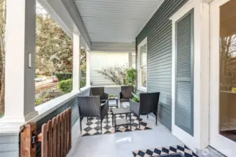 Covered front porch. An ideal place to relax with a good book or gather with friends.