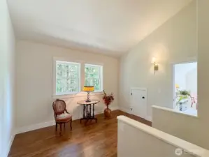 Upstairs to a reading area