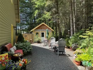 Cute Garden Shed and Peaceful Courtyard Leading you to the Secondary Upstairs Home