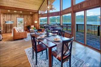 Dining area adjacent to kitchen and slider to deck.
