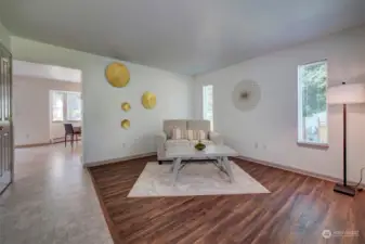 Living room looking into dining area