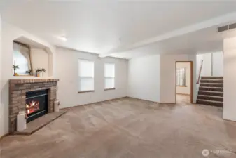 Gas fireplace in the downstairs family room