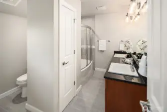 Renovated guest bathroom on the upper level.